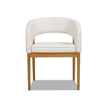 Mirah Modern Open Barrel Dining Chair, Eggshell White Linen - DREAM YOUR HOUSE