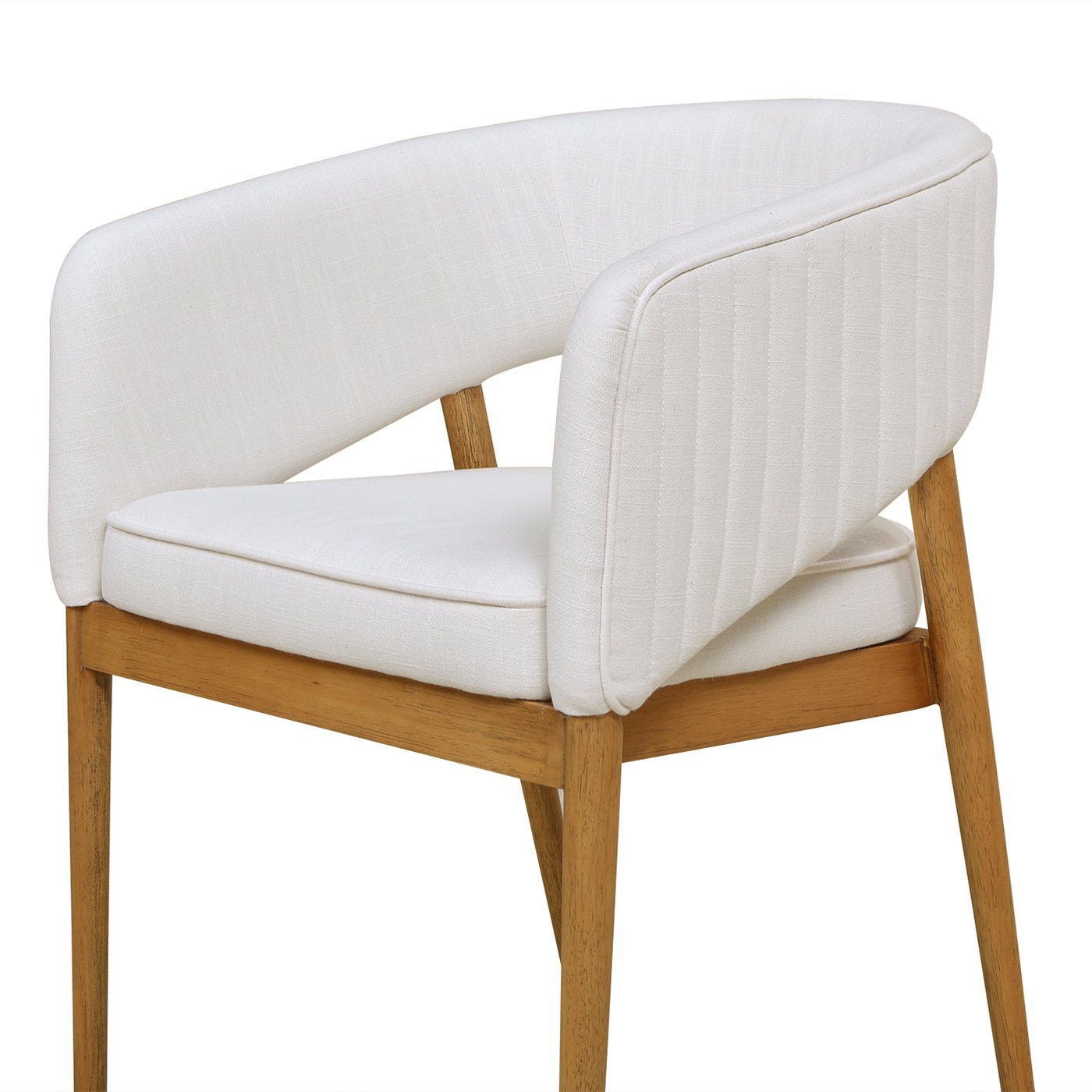 Mirah Modern Open Barrel Dining Chair, Eggshell White Linen - DREAM YOUR HOUSE