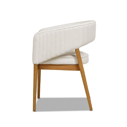 Mirah Modern Open Barrel Dining Chair, Eggshell White Linen - DREAM YOUR HOUSE