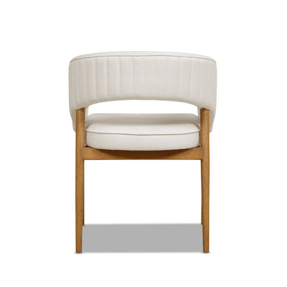 Mirah Modern Open Barrel Dining Chair, Eggshell White Linen - DREAM YOUR HOUSE