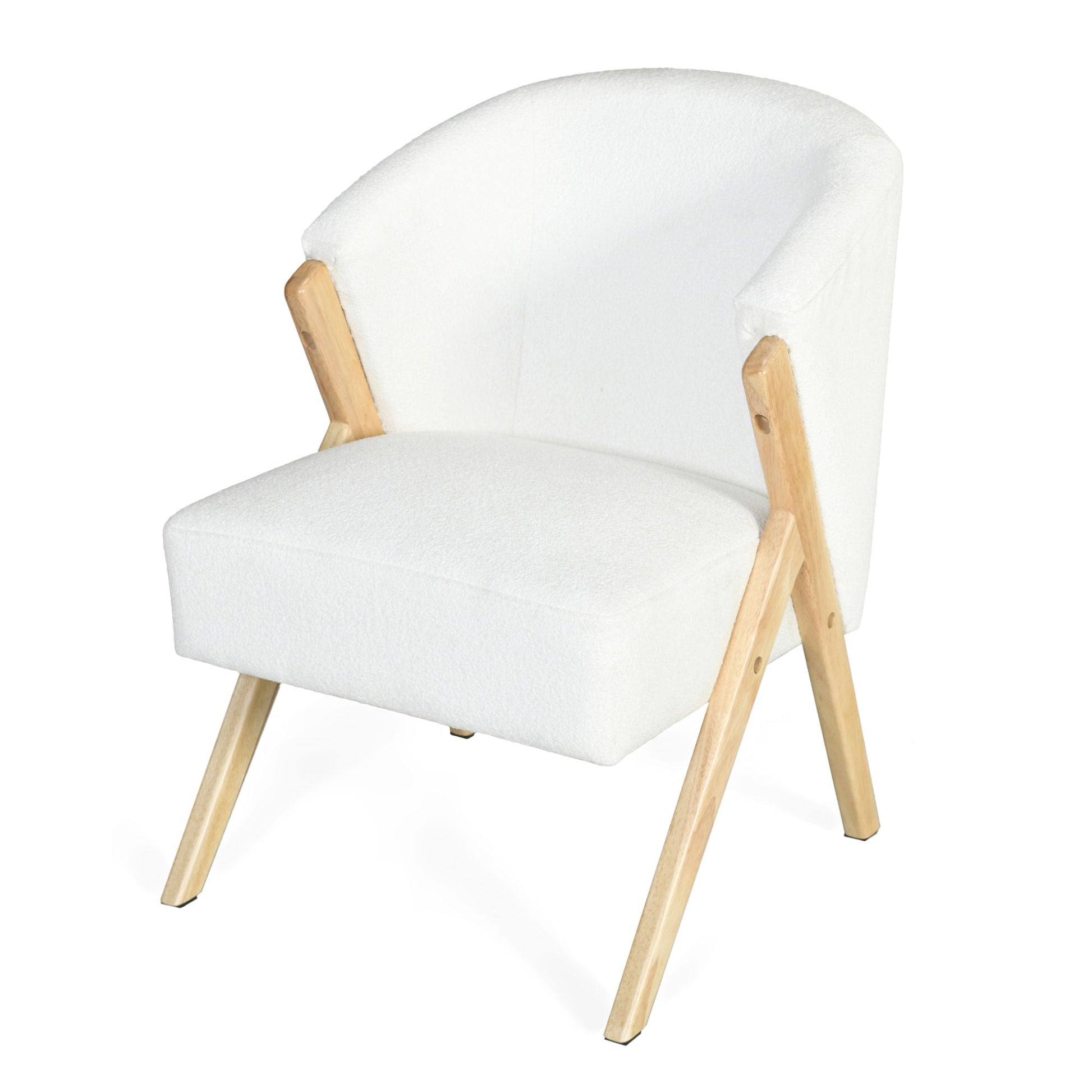 Modern Accent Chair with White Upholstery and Solid Wood Frame, Minimalist Lounge Chair for Living Room, Bedroom, or Office - DREAM YOUR HOUSE