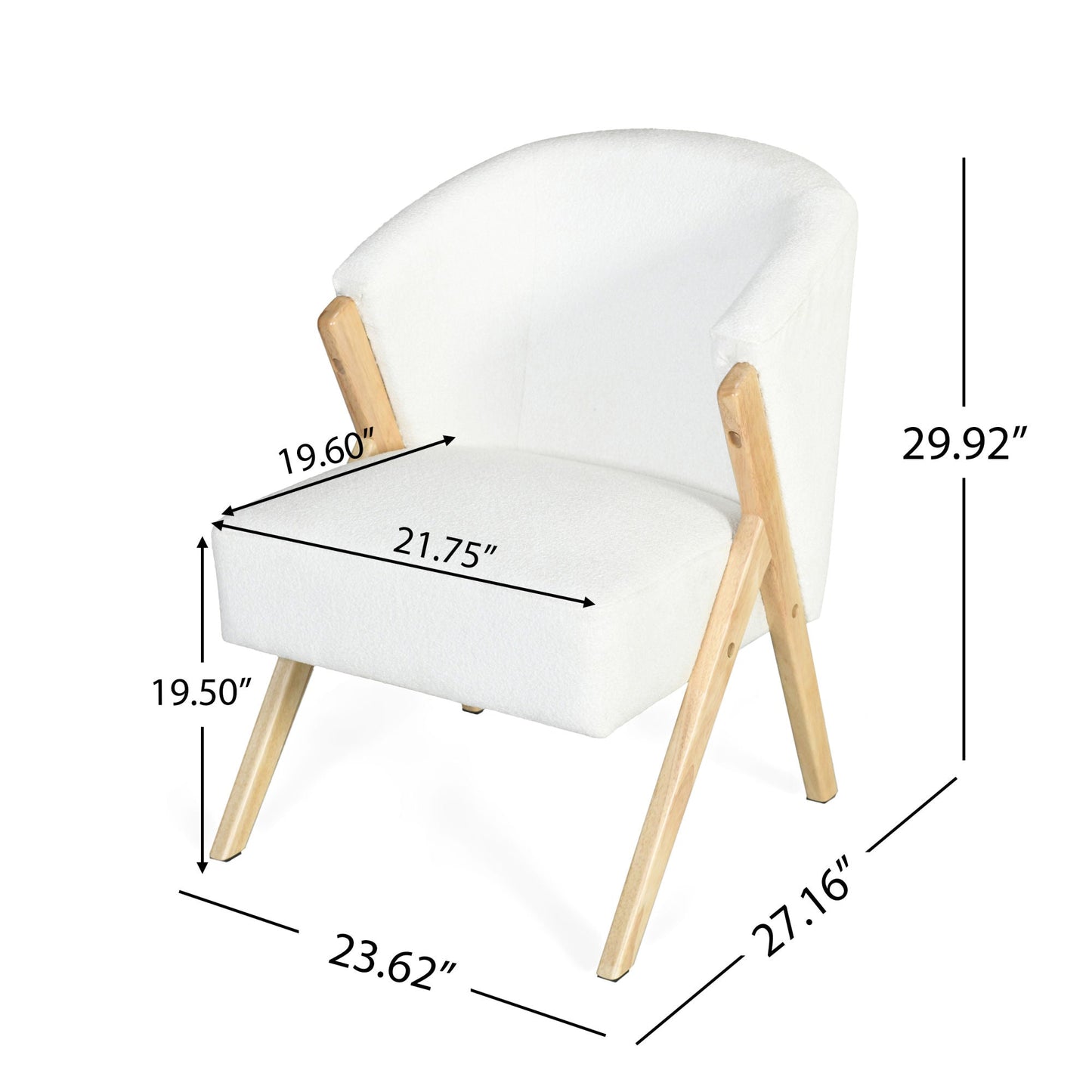 Modern Accent Chair with White Upholstery and Solid Wood Frame, Minimalist Lounge Chair for Living Room, Bedroom, or Office - DREAM YOUR HOUSE