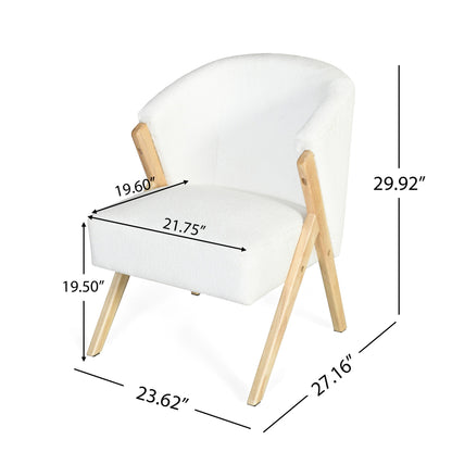 Modern Accent Chair with White Upholstery and Solid Wood Frame, Minimalist Lounge Chair for Living Room, Bedroom, or Office - DREAM YOUR HOUSE