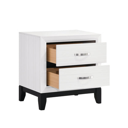 Modern Contemporary White Finish Storage Nightstand of 2x Drawers 1pc Wooden Bedroom Furniture - DREAM YOUR HOUSE