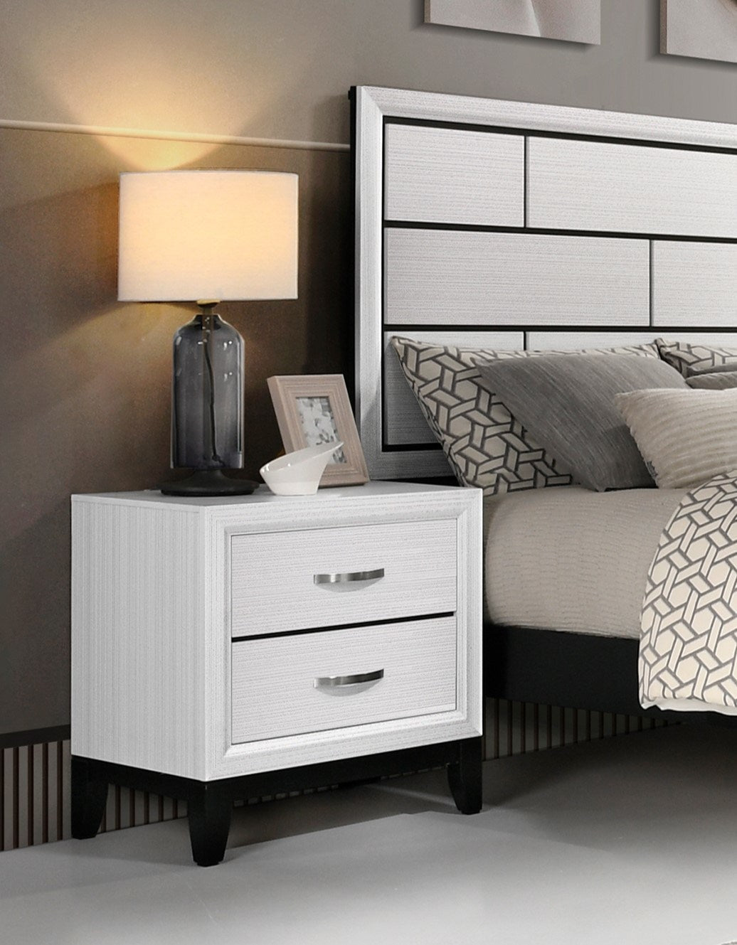 Modern Contemporary White Finish Storage Nightstand of 2x Drawers 1pc Wooden Bedroom Furniture - DREAM YOUR HOUSE