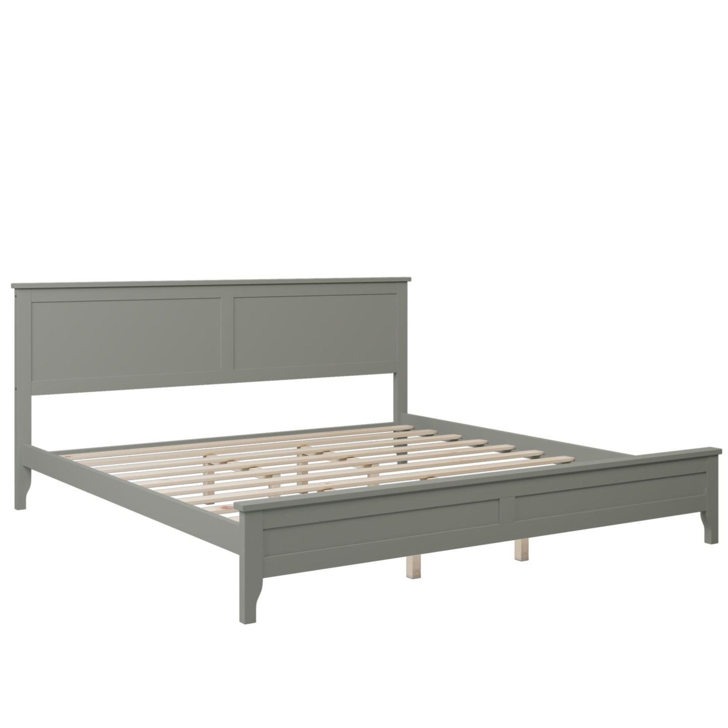 Modern Gray Solid Wood King Platform Bed - DREAM YOUR HOUSE