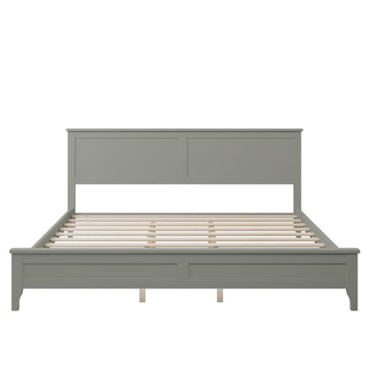 Modern Gray Solid Wood King Platform Bed - DREAM YOUR HOUSE