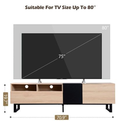 Modern TV Stand for 80'' TV with Double Storage Space, Media Console Table, Entertainment Center with Drop Down Door for Living Room, Bedroom, Home Theatre - DREAM YOUR HOUSE