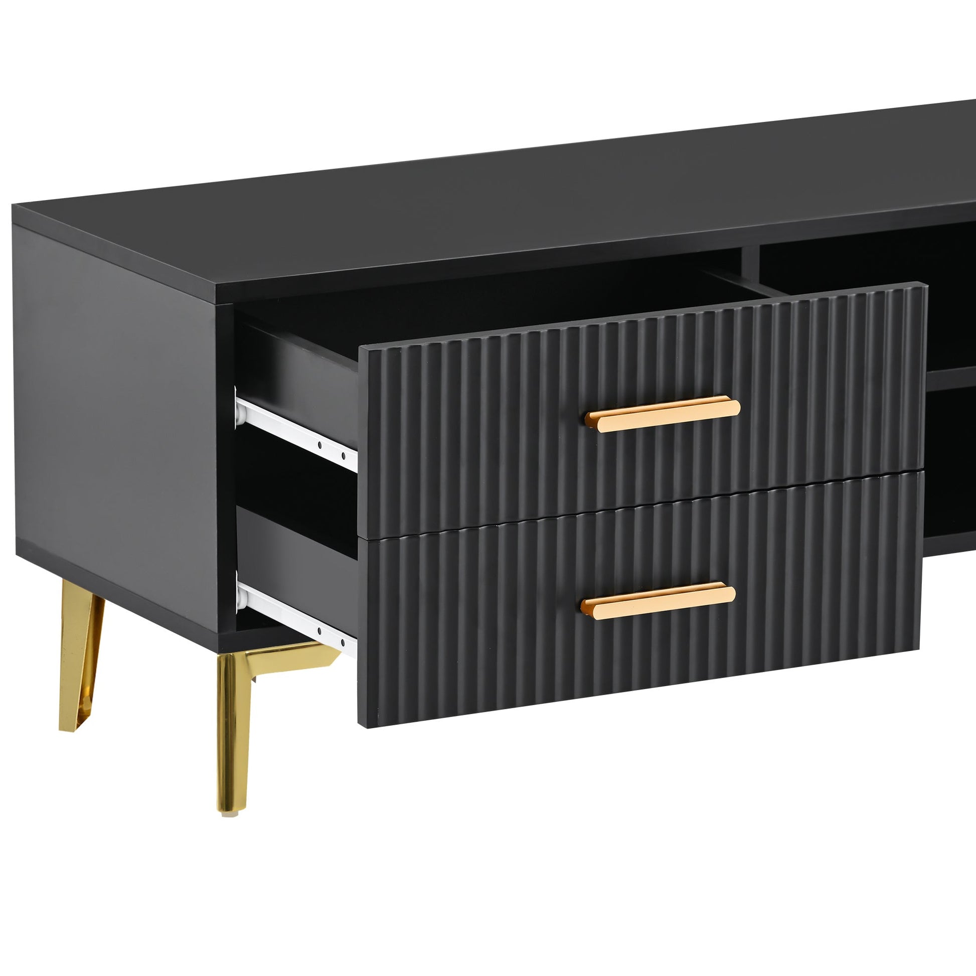 Modern TV Stand with 5 Champagne legs - Durable, stylish, spacious, versatile storage TVS up to 77\" - DREAM YOUR HOUSE