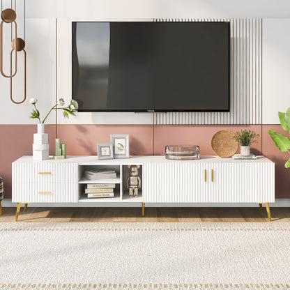 Modern TV Stand with 5 Champagne legs - Durable, stylish, spacious, versatile storage TVS up to 77\" - DREAM YOUR HOUSE