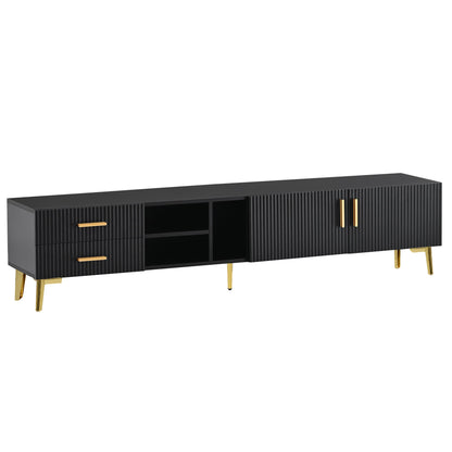 Modern TV Stand with 5 Champagne legs - Durable, stylish, spacious, versatile storage TVS up to 77\" - DREAM YOUR HOUSE