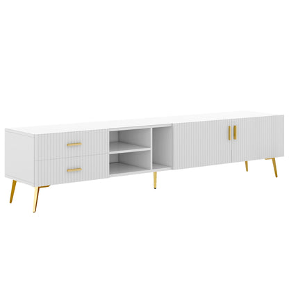 Modern TV Stand with 5 Champagne legs - Durable, stylish, spacious, versatile storage TVS up to 77\" - DREAM YOUR HOUSE