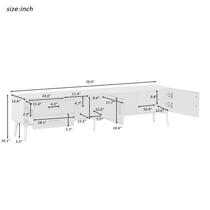 Modern TV Stand with 5 Champagne legs - Durable, stylish, spacious, versatile storage TVS up to 77\" - DREAM YOUR HOUSE