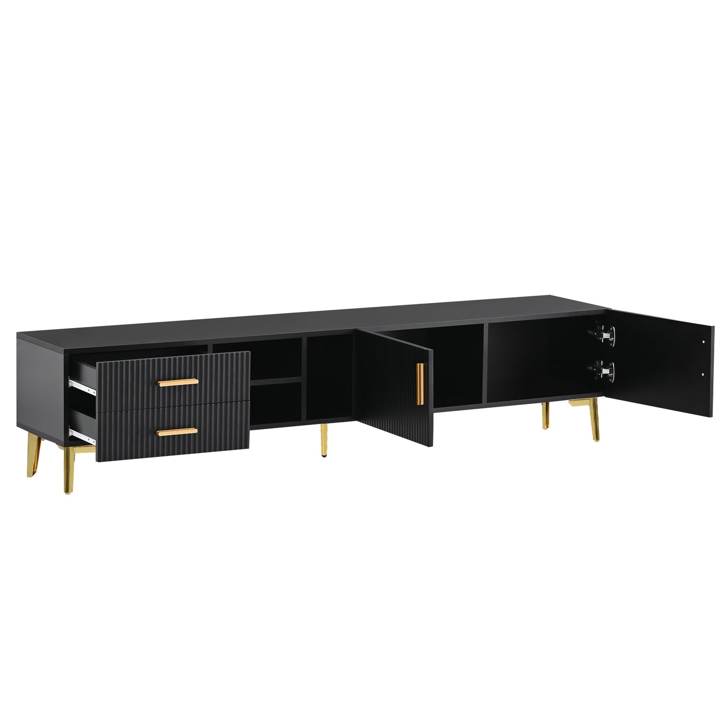 Modern TV Stand with 5 Champagne legs - Durable, stylish, spacious, versatile storage TVS up to 77\" - DREAM YOUR HOUSE