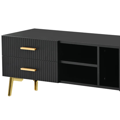 Modern TV Stand with 5 Champagne legs - Durable, stylish, spacious, versatile storage TVS up to 77\" - DREAM YOUR HOUSE