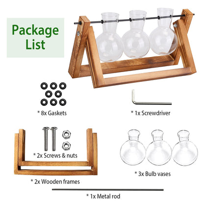 mothers day gifts - Desktop Glass Planter Bulb Plant Terrarium with Wooden Stand - DREAM YOUR HOUSE