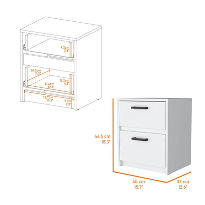 Myrtle 2 Drawers Nightstand, Bedside Table with Metal Handles - DREAM YOUR HOUSE