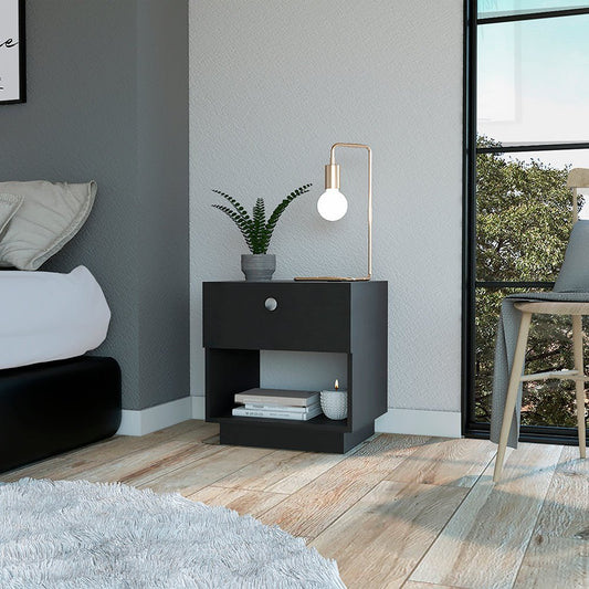 Nightstand Viliigili , One Drawer - Black - DREAM YOUR HOUSE