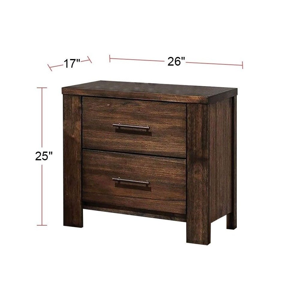 Oak Finish 1pc Nightstand Wooden Bedside Table 2x Drawers Storage Bedroom Furniture - DREAM YOUR HOUSE