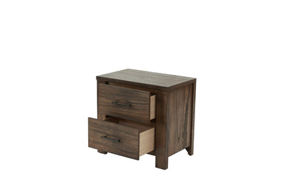 Oak Finish 1pc Nightstand Wooden Bedside Table 2x Drawers Storage Bedroom Furniture - DREAM YOUR HOUSE