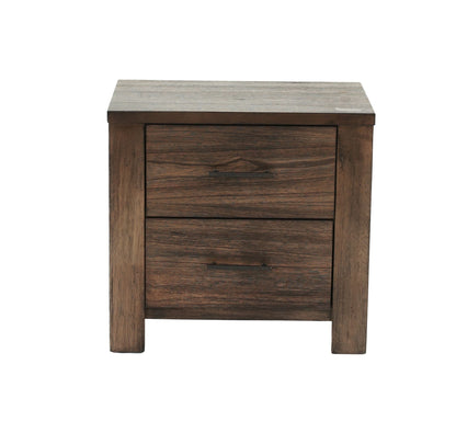 Oak Finish 1pc Nightstand Wooden Bedside Table 2x Drawers Storage Bedroom Furniture - DREAM YOUR HOUSE