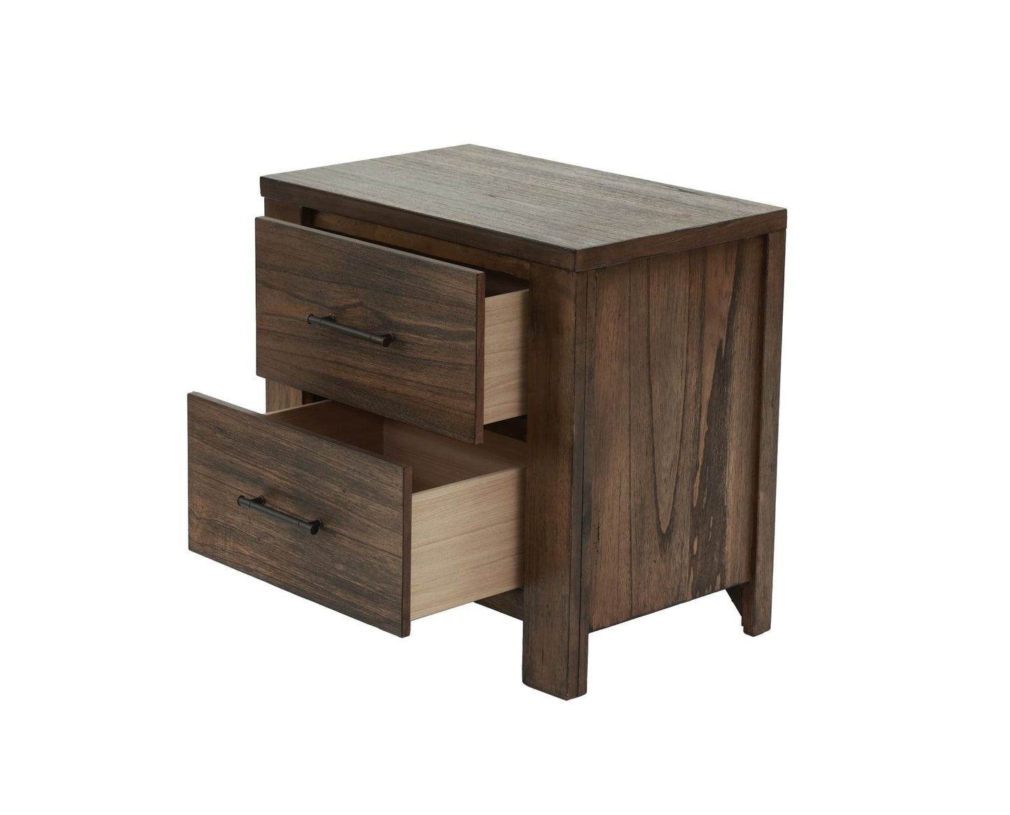 Oak Finish 1pc Nightstand Wooden Bedside Table 2x Drawers Storage Bedroom Furniture - DREAM YOUR HOUSE