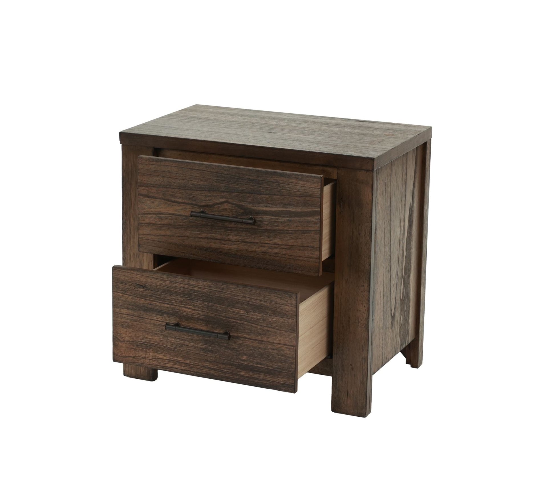 Oak Finish 1pc Nightstand Wooden Bedside Table 2x Drawers Storage Bedroom Furniture - DREAM YOUR HOUSE