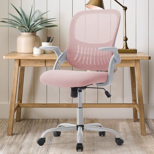 Office Mid Back Ergonomic Mesh Computer Desk Larger Seat Executive Height Adjustable Swivel Task Chair with Lumbar Support - DREAM YOUR HOUSE