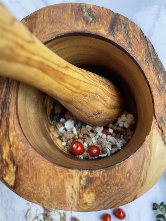 Olive Wood Rustic Mortar and Pestle - DREAM YOUR HOUSE