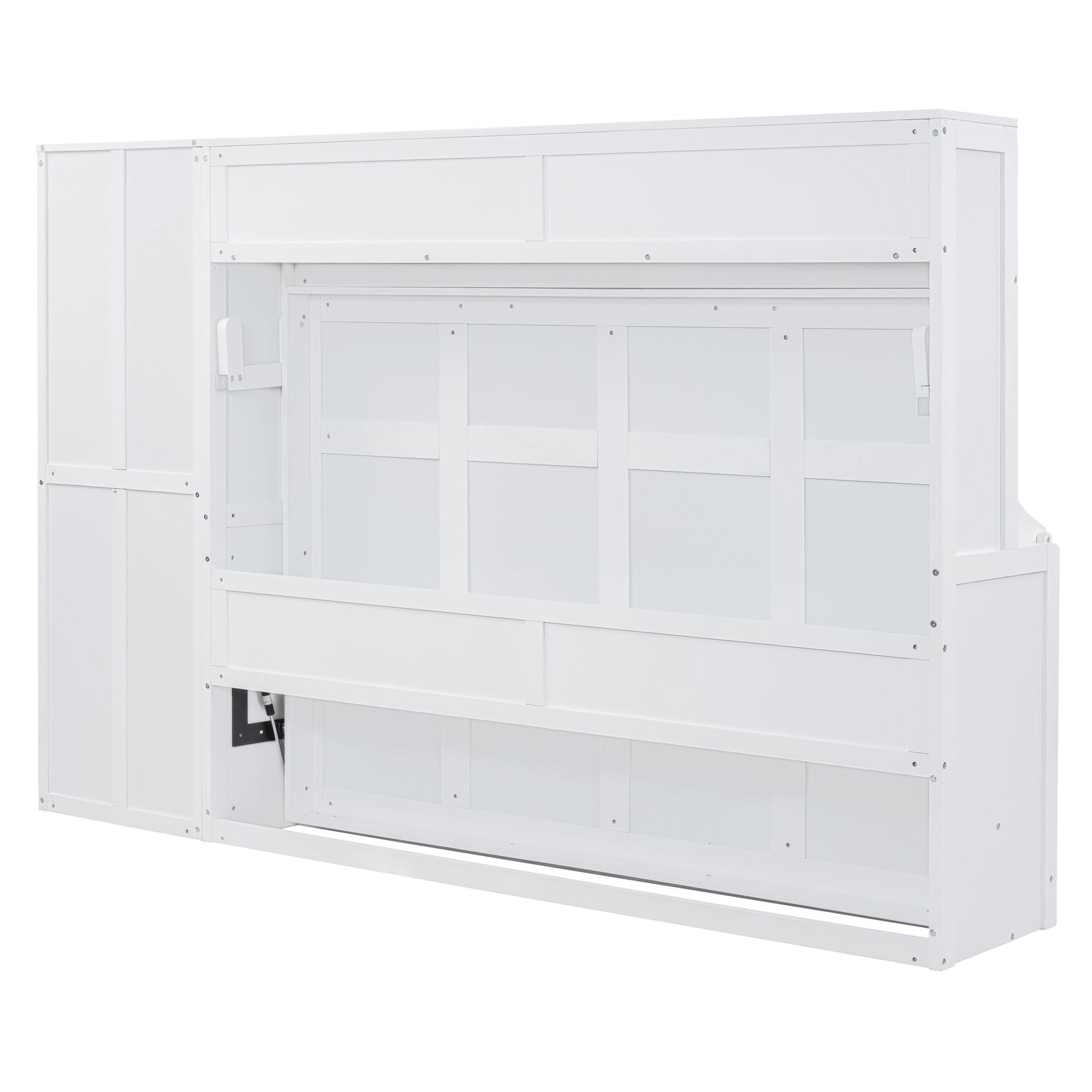 Queen Size Murphy Bed Wall Bed with Closet and Drawers,White - DREAM YOUR HOUSE