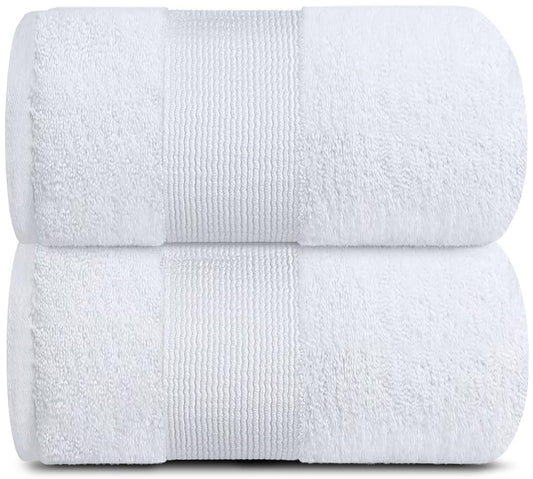 Resort Collection Soft Bath Sheets Towels Set of 2 Oversize Large 35x70 in Luxury Hotel Plush & Absorbent Cotton Bath Sheets 2 Pack White - DREAM YOUR HOUSE