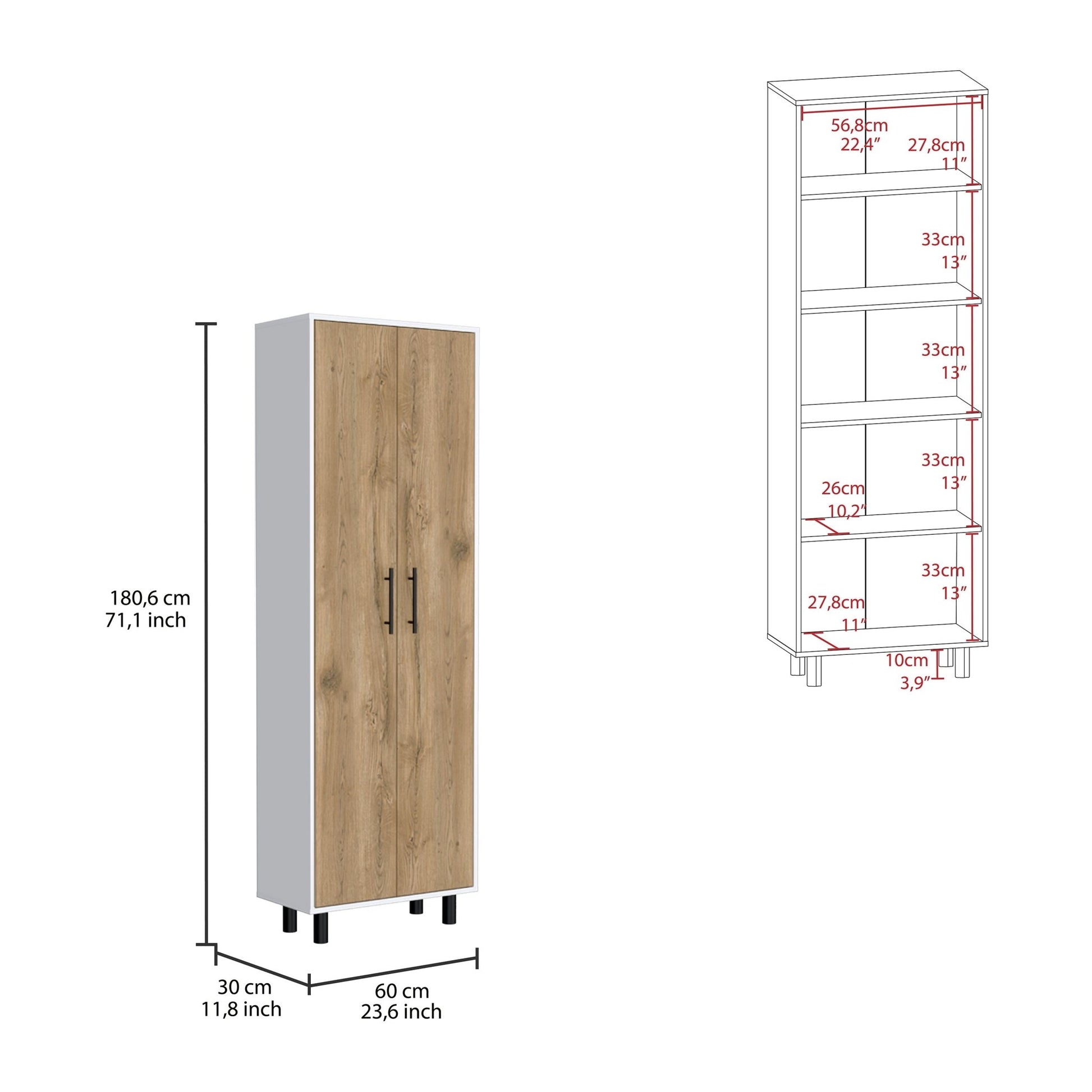 Reston 2 Piece Kitchen Set, White / Light Oak - DREAM YOUR HOUSE