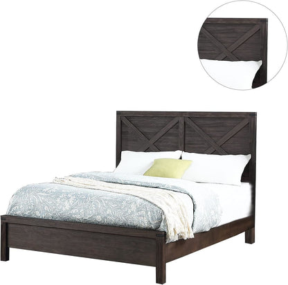 Rustic Contemporary Espresso 1pc Queen Size Bed Wooden X - Design HB Unique Look Bedroom Furniture - DREAM YOUR HOUSE