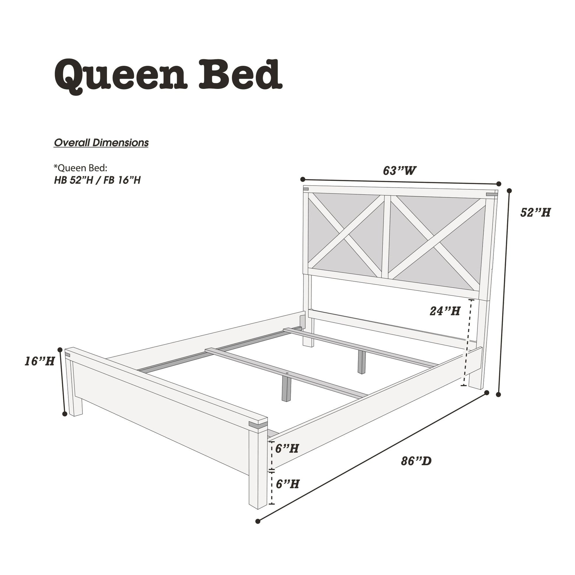 Rustic Contemporary Espresso 1pc Queen Size Bed Wooden X - Design HB Unique Look Bedroom Furniture - DREAM YOUR HOUSE