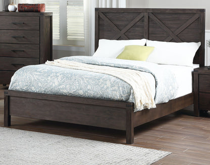 Rustic Contemporary Espresso 1pc Queen Size Bed Wooden X - Design HB Unique Look Bedroom Furniture - DREAM YOUR HOUSE