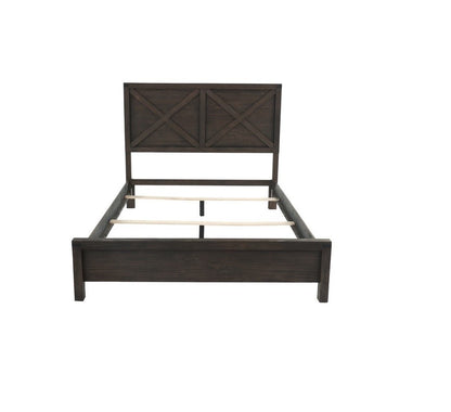 Rustic Contemporary Espresso 1pc Queen Size Bed Wooden X - Design HB Unique Look Bedroom Furniture - DREAM YOUR HOUSE