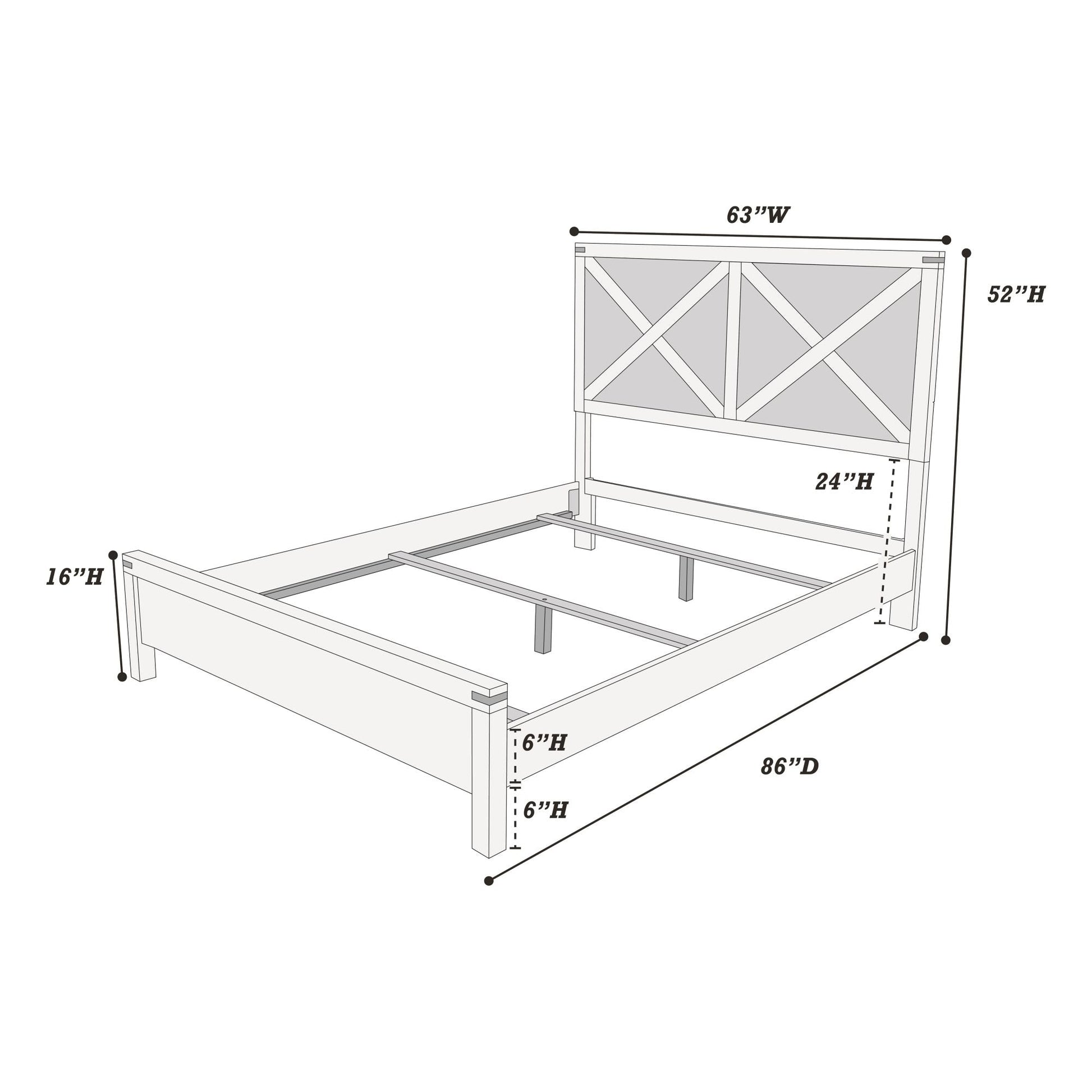 Rustic Contemporary Espresso 1pc Queen Size Bed Wooden X - Design HB Unique Look Bedroom Furniture - DREAM YOUR HOUSE