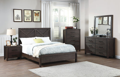 Rustic Contemporary Espresso 1pc Queen Size Bed Wooden X - Design HB Unique Look Bedroom Furniture - DREAM YOUR HOUSE