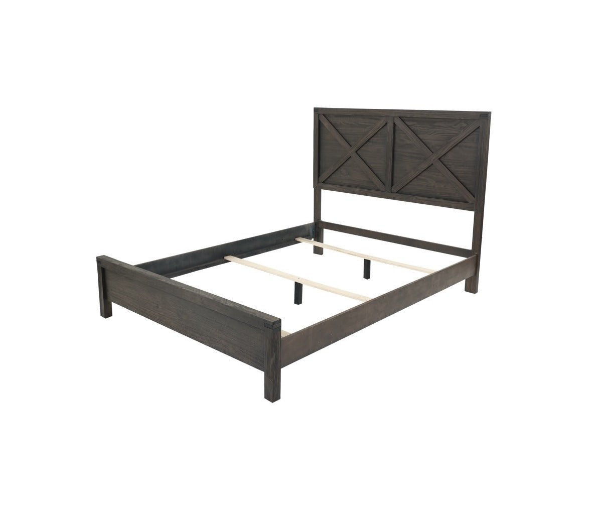 Rustic Contemporary Espresso 1pc Queen Size Bed Wooden X - Design HB Unique Look Bedroom Furniture - DREAM YOUR HOUSE