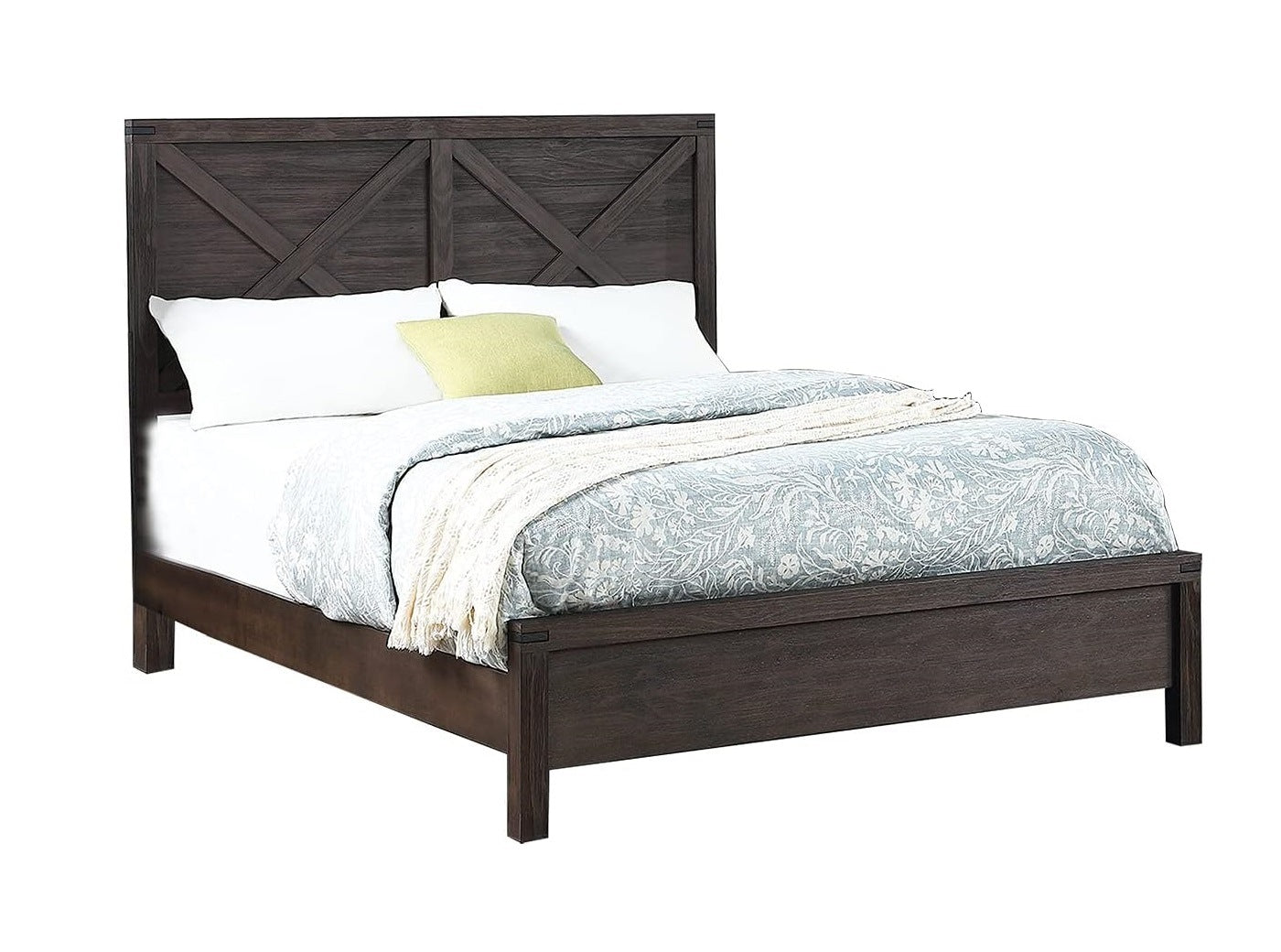 Rustic Contemporary Espresso 1pc Queen Size Bed Wooden X - Design HB Unique Look Bedroom Furniture - DREAM YOUR HOUSE