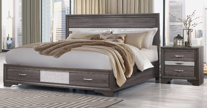 RYDER SPARKLE GREY QUEEN BED - DREAM YOUR HOUSE