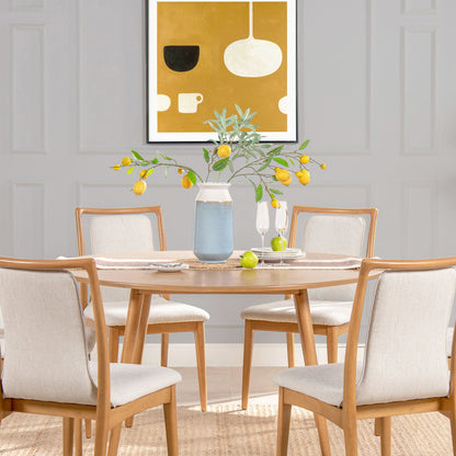 Scandi 54" 4 - Seater Round Dining Table, Natural Light Brown Rubberwood - DREAM YOUR HOUSE