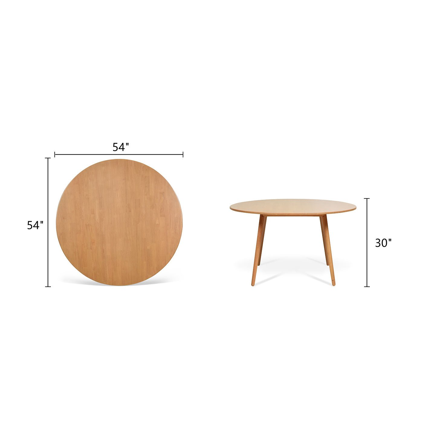 Scandi 54" 4 - Seater Round Dining Table, Natural Light Brown Rubberwood - DREAM YOUR HOUSE