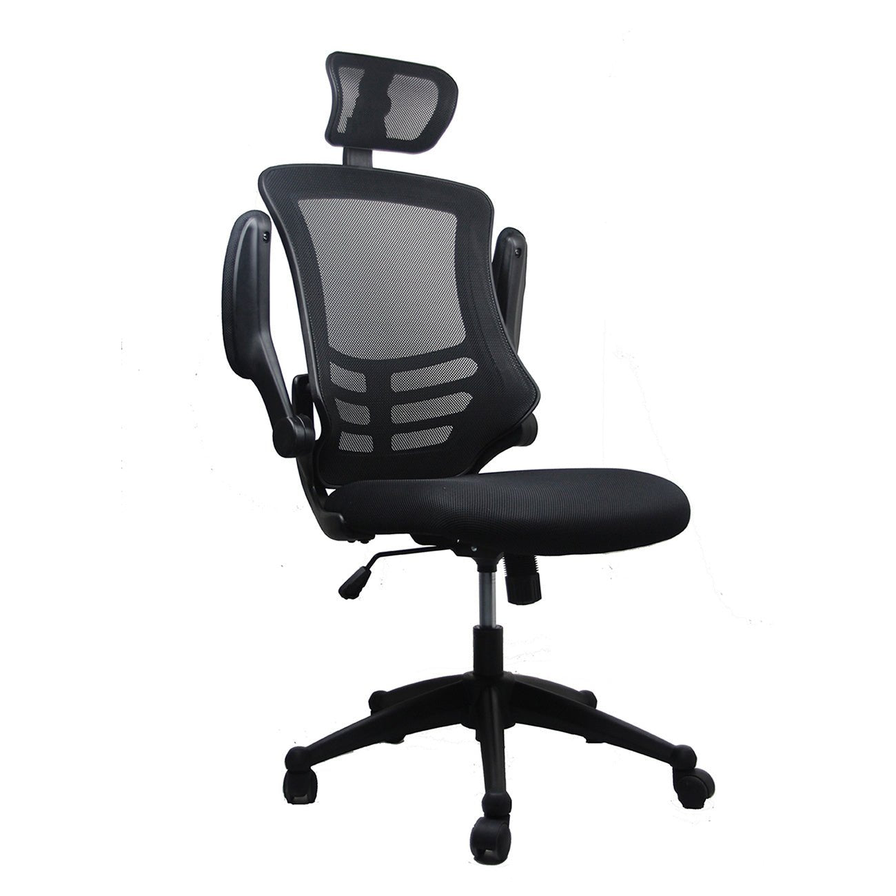 Techni Mobili Modern High - Back Mesh Executive Office Chair with Headrest and Flip - Up Arms, Black - DREAM YOUR HOUSE