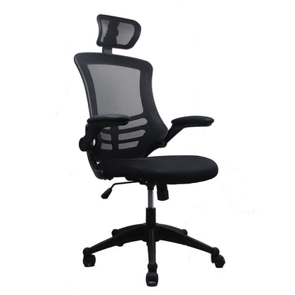 Techni Mobili Modern High - Back Mesh Executive Office Chair with Headrest and Flip - Up Arms, Black - DREAM YOUR HOUSE