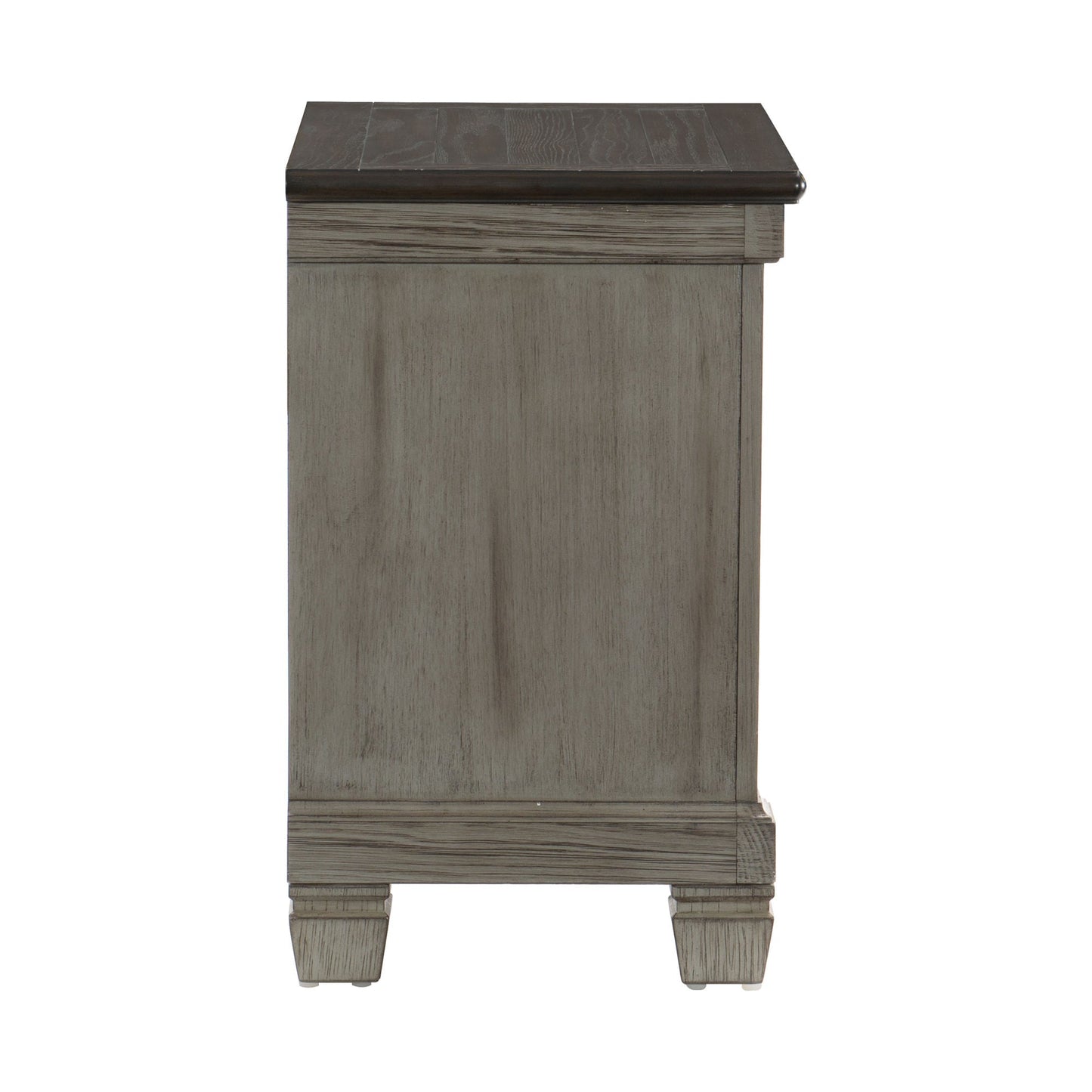 Transitional - Rustic Style Coffee and Antique Gray 2 - Drawer Nightstand 1pc Flat Knobs Classic Bedroom Furniture - DREAM YOUR HOUSE