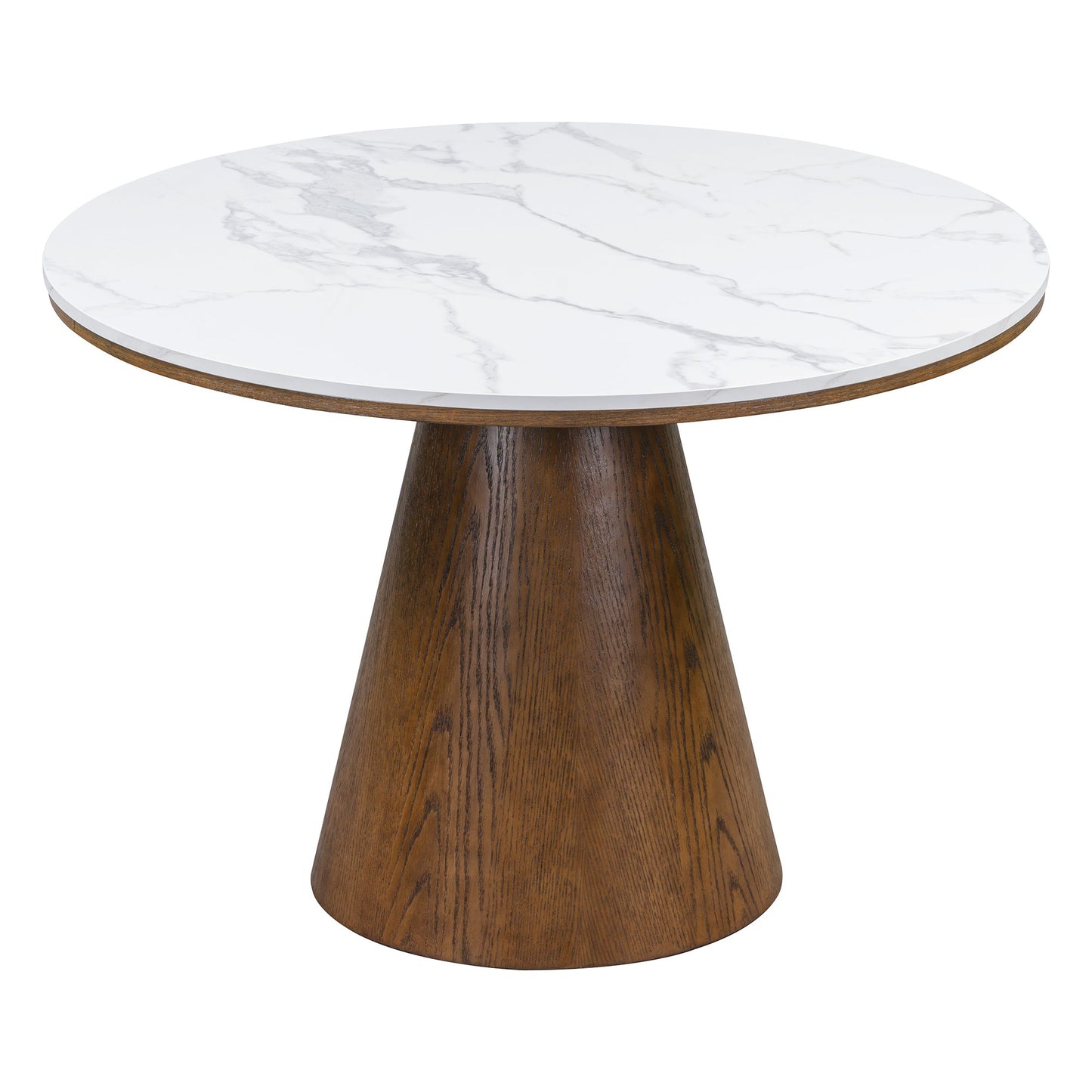 TREXM Retro Round Dining Table Minimalist Elegant Table for Living Room, Dining Room (White + Brown) - DREAM YOUR HOUSE