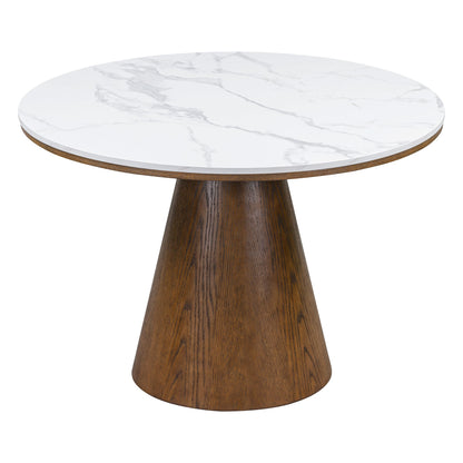 TREXM Retro Round Dining Table Minimalist Elegant Table for Living Room, Dining Room (White + Brown) - DREAM YOUR HOUSE