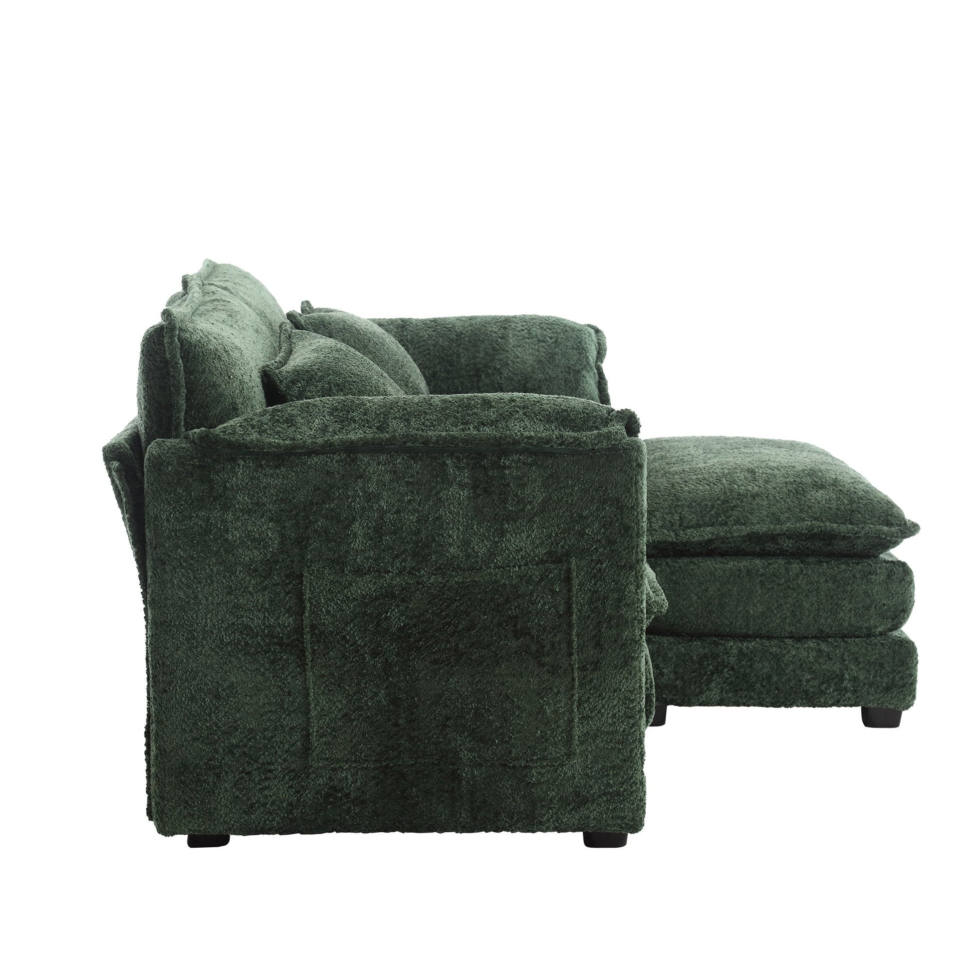 UNITED WE WIN Chenille fabric, removable armrests with side pockets, high density sponge filling, oversized double sofa with footstool - DREAM YOUR HOUSE