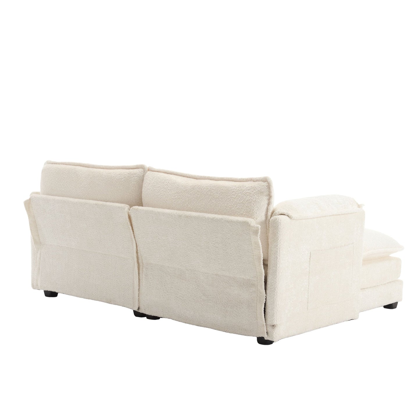 UNITED WE WIN Chenille fabric, removable armrests with side pockets, high density sponge filling, oversized double sofa with footstool - DREAM YOUR HOUSE